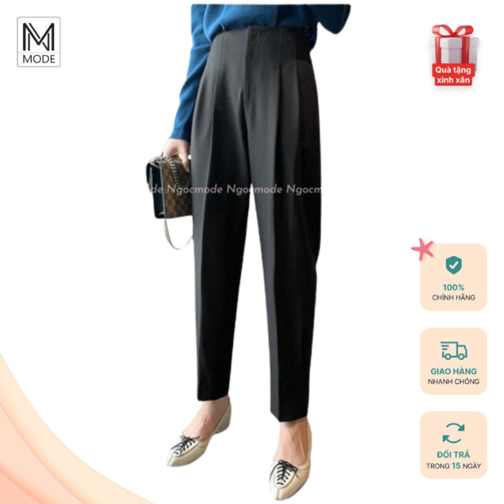 Quần Baggy Nữ Công Sở Ngocmode Cạp Cao Liền Có Ly From Dáng Phong Cách Hàn Quốc