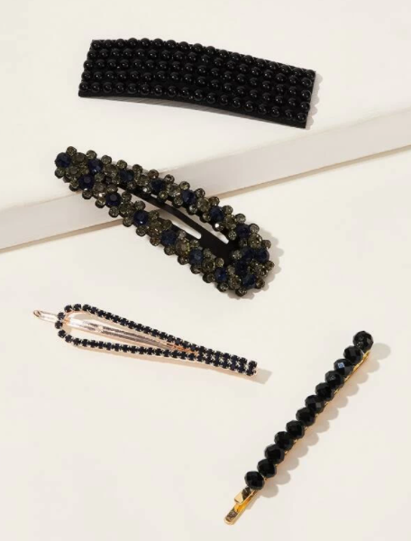 Set kẹp tóc màu đen đơn giản dễ phối đồ