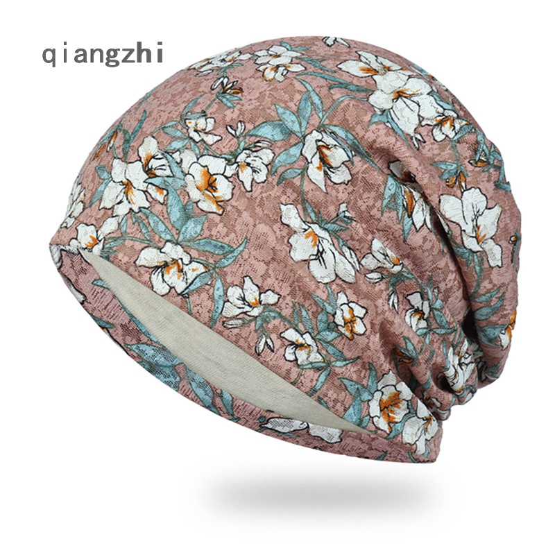 Qzh mũ beanie mùa đông mũ turban mũ beanie hoa ấm áp mũ trùm đầu khăn trùm đầu mũ rộng vành thời trang dạo phố