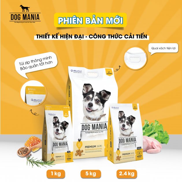 Thức ăn hạt cho chó mọi độ tuổi DOG MANIA PREMIUM 5KG [PHIÊN BẢN MỚI]
