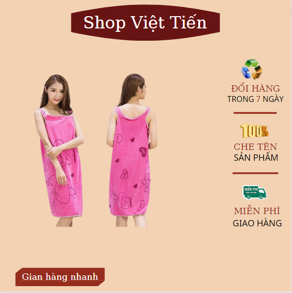 Khăn tắm đa năng 2 in 1 tiện dụng họa tiết sinh động,đường may tỉ mỉ chắc chắn,chất liệu dày dặn thấm hút tốt,thiết kế dạng váy hai dây trẻ trung đầy cá tính,thích hợp làm khăn tắm đi biển VT-15 Viêt Tiến