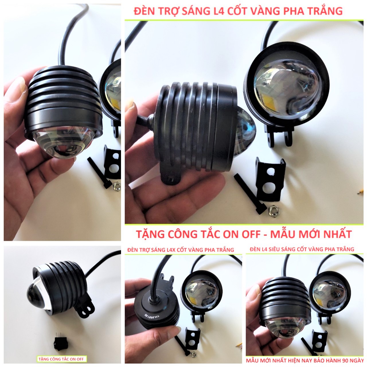 Đèn l4 trợ sáng xe máy 2 chế độ cốt vàng pha trắng mẫu mới loại tốt, đèn led siêu sáng xe máy l4 bi cầu 2 màu , đèn bi cầu siêu sáng cho xe máy , đèn led xe máy siêu sáng loại xịn , phụ tùng xe máy , phụ kiện xe máy