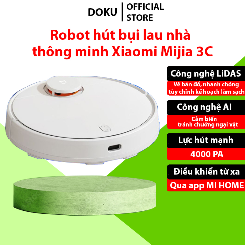 Robot hút bụi lau nhà thông minh Xiaomi Mijia 3C cảm ứng tránh chướng ngại vật thông minh