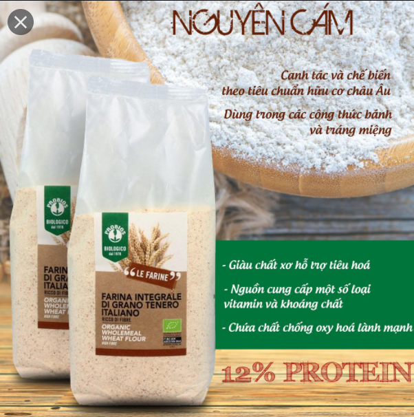 Bột mì nguyên cám hữu cơ 1kg ProBios