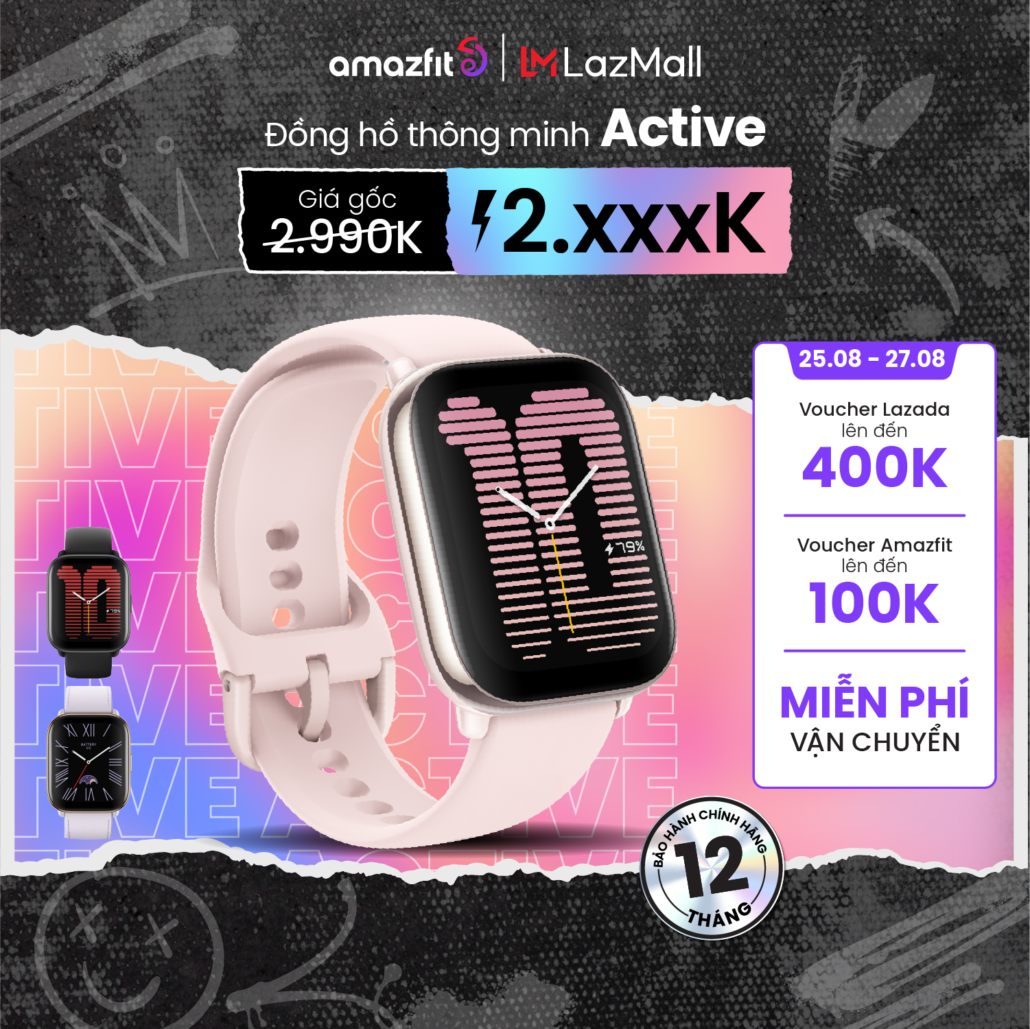 Đồng hồ thông minh Amazfit Active - 42mm | Nghe gọi qua Bluetooth | GPS phân cực tròn - Hàng Chính Hãng - Bảo hành 12 tháng