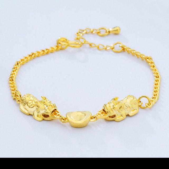 Lắc tay nữ, Vòng tay nữ tỳ hưu kim tiền ngậm thỏi vàng tài lộc vượng, may mắn bốn mùa (mạ vàng 24k)