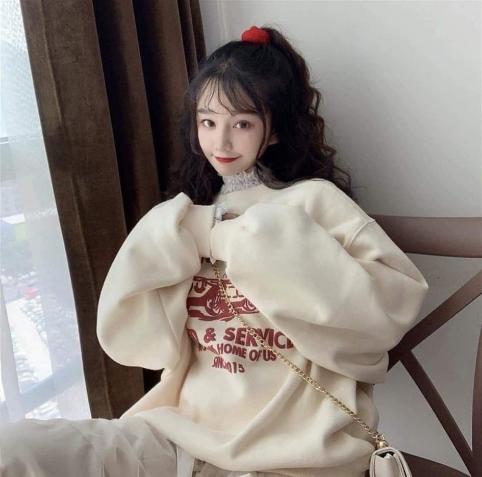 Áo nỉ sweater in chử dập phồng Motor Ulzang
