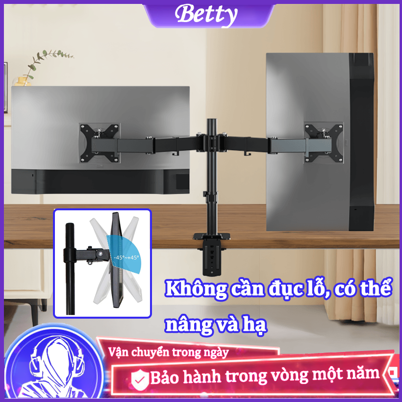 Betty 17-32 inch hiển thị  đ ứng, máy tính xách tay  đ ứng, xoay và nâng- Lắp  Đ ặt Kẹp Bàn