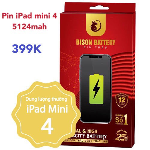 Pin  Mini 4 mã A1550 chính hãng BISON dung lượng 5124mah- BH 12 tháng