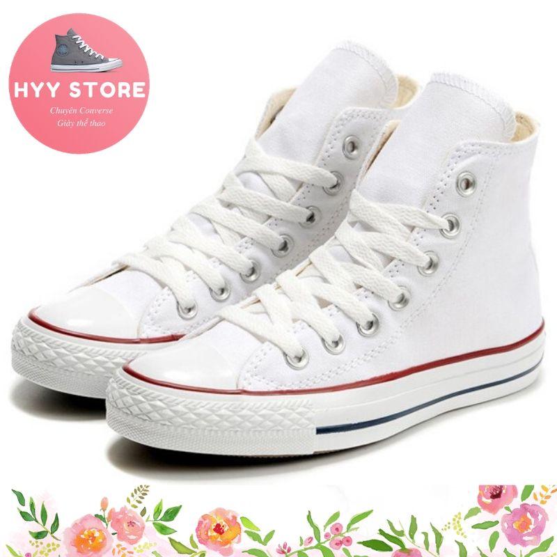 Giày conve trắng cổ cao - hyy store (giày conve nữ - giày conve nam - giày nữ sneaker - giày nam sneaker - giày thể thao đẹp, cá tính- giày conve giảm giá - giày vnxk)