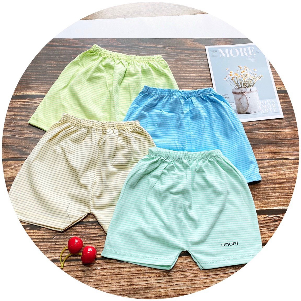 Quần Chục Quần Đùi Hãng Unchi Họa Tiết Kẻ Chất Cotton Mềm Mát QATE256