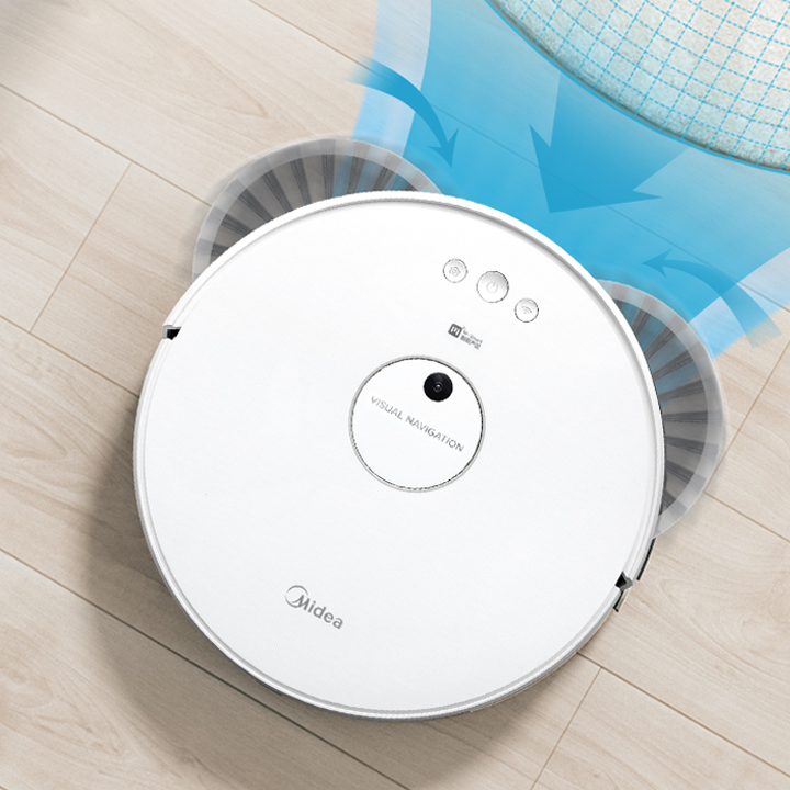 Robot Hút Bụi Lau Nhà Midea M4 NEW - Hàng chính hãng, 30 bộ cảm biến, động cơ Nidec điều khiển từ xa bằng remote Phone,dung lượng pin khủng 2600 mAh cho phép Midea M4 hoạt động liên tục lớn bền bỉ lên tới 80 phút