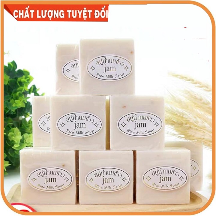 [Hoàn Tiền 10%] Combo 12 bánh xà phòng cám gạo Jam Rice Milk Soap Thái Lan 75g - Làm sạch, dưỡng ẩm, khử mùi da - Xà phòng tắm trắng da BH848
