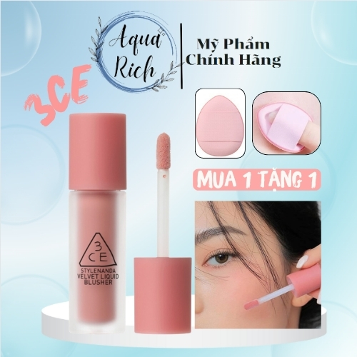 Má Hồng Dạng Kem 3CE Velvet Liquid Blusher 3.4g [Vienna Rose- Classic Mood- Like That]