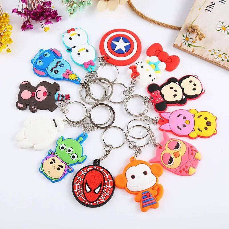 [BAO GIÁ] (10 Cái ) Móc khóa cao su silicon dẻo hình thú hình hoạt hình nhiều mẫu đáng yêu