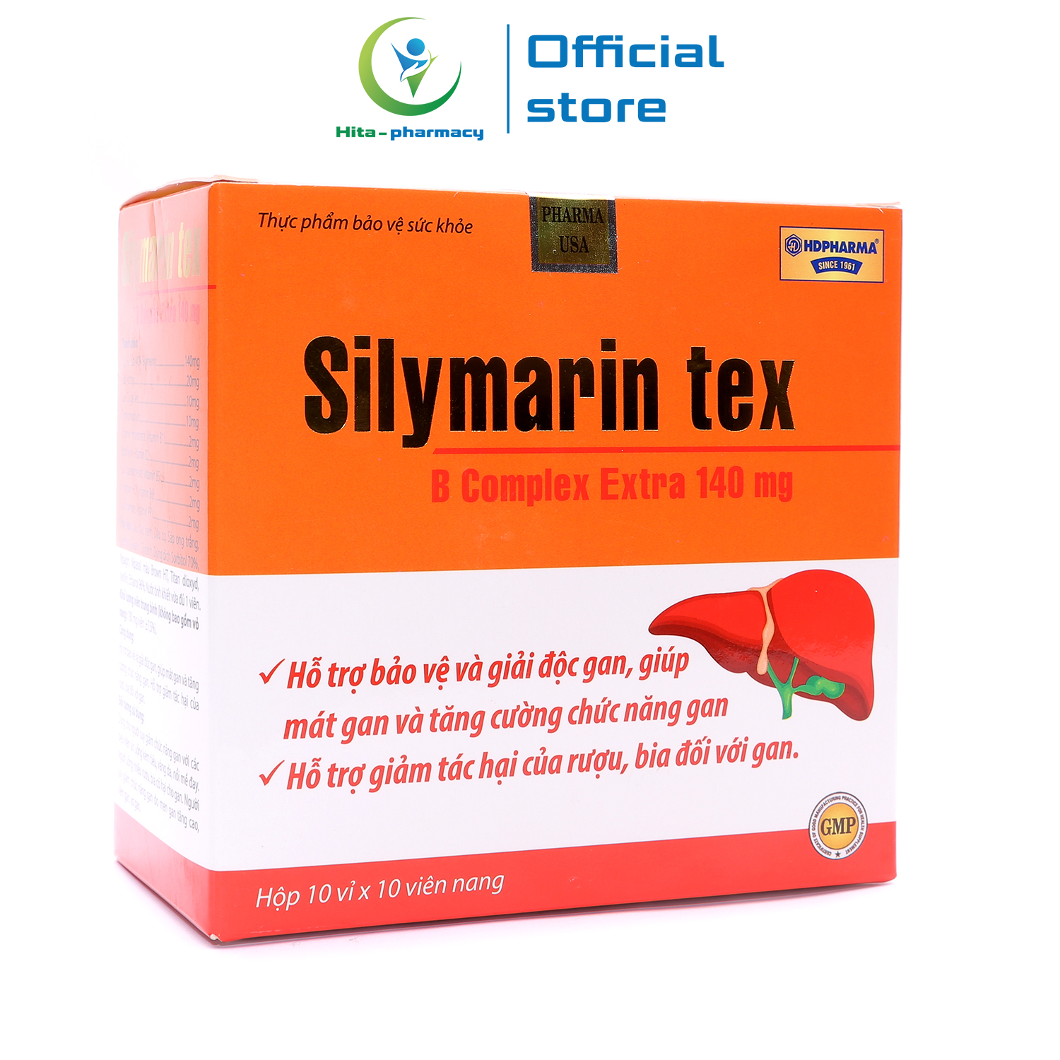Viên uống bổ gan Silymarin Tex giúp giải độc gan, mát gan, tăng cường chức năng gan - Hộp 100 viên