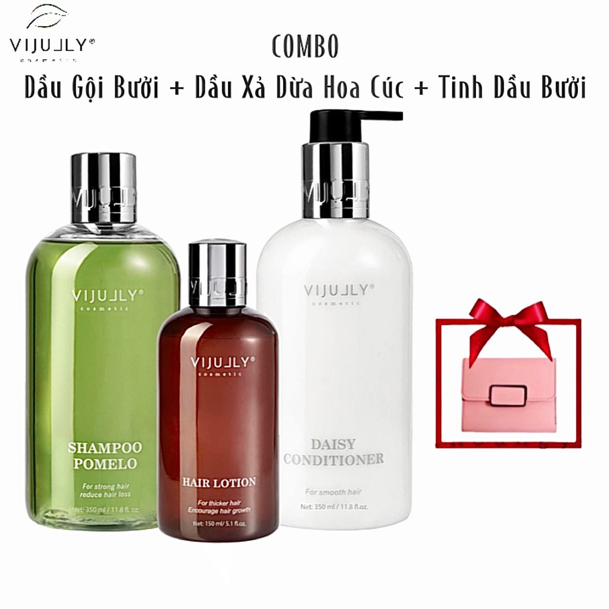 Combo dầu gội bưởi-dầu xả dừa-tinh dầu bưởi vi jully kích mọc tóc-giảm rụng tóc-phục hồi tóc khô xơ