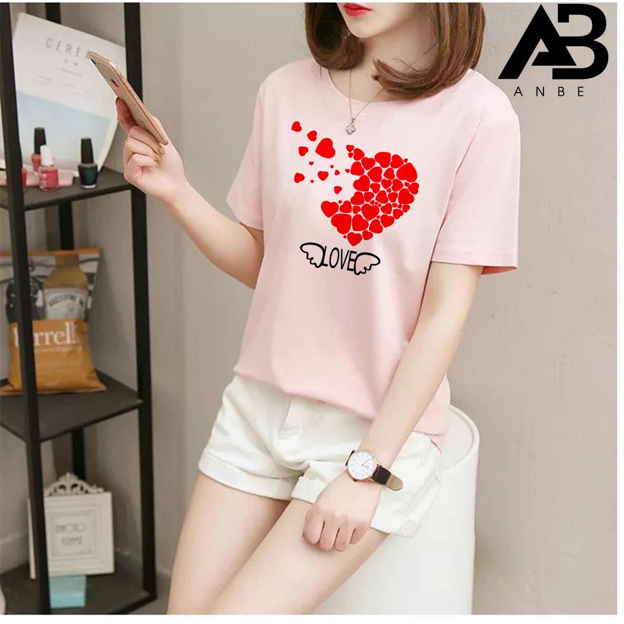 [CHUYÊN SỈ TOÀN QUỐC] Áo Thun Nữ Có Cổ Tròn Tay Lỡ Form Rộng Tim Bay Đẹp Giá Rẻ 10k Phong Cách Hàn Quốc Kiểu Hot 2022 Anbe