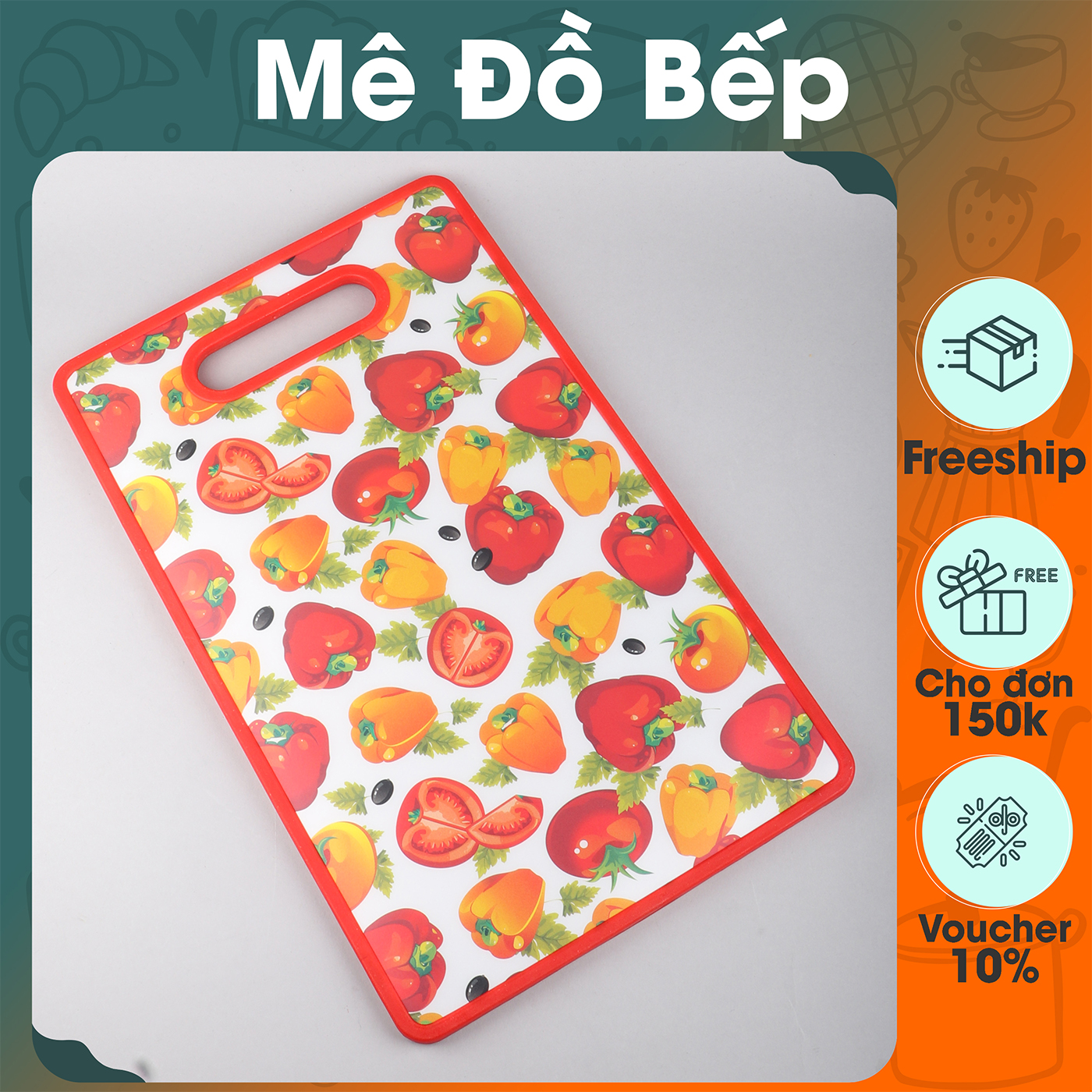 Thớt nhựa họa tiết 3D Bam House hình chữ nhật cao cấp TN01 - BamBam Store