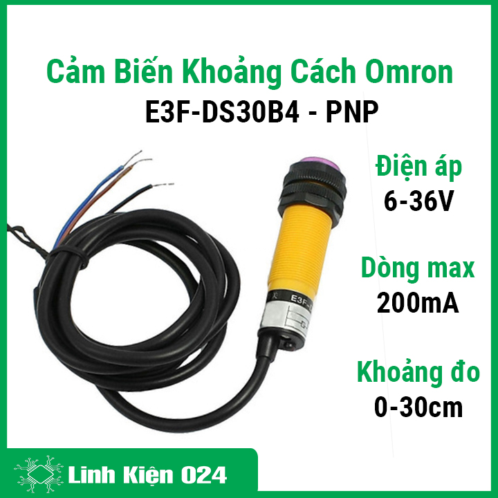 Cảm biến khoảng cách hồng ngoại 30cm Omron E3F-DS30B4 PNP phát hiện vật cản
