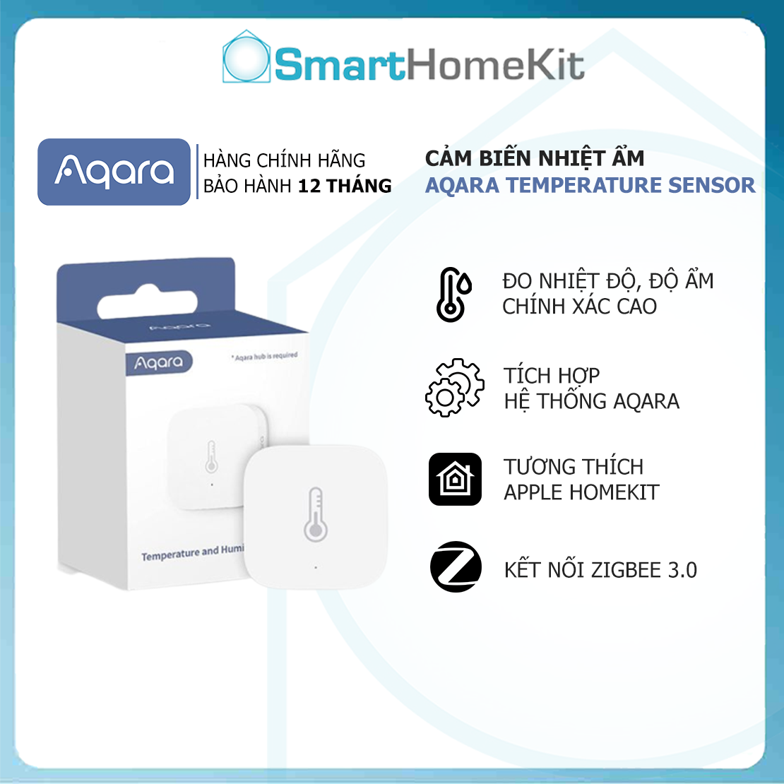 Cảm biến nhiệt độ và độ ẩm Aqara Zigbee tương thích Apple HomeKit (Cần có Aqara HUB)