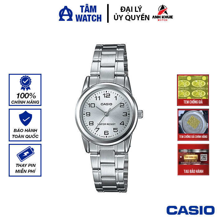 Đồng hồ nữ dây kim loại casio standard chính hãng anh khuê ltp-v001d-7budf