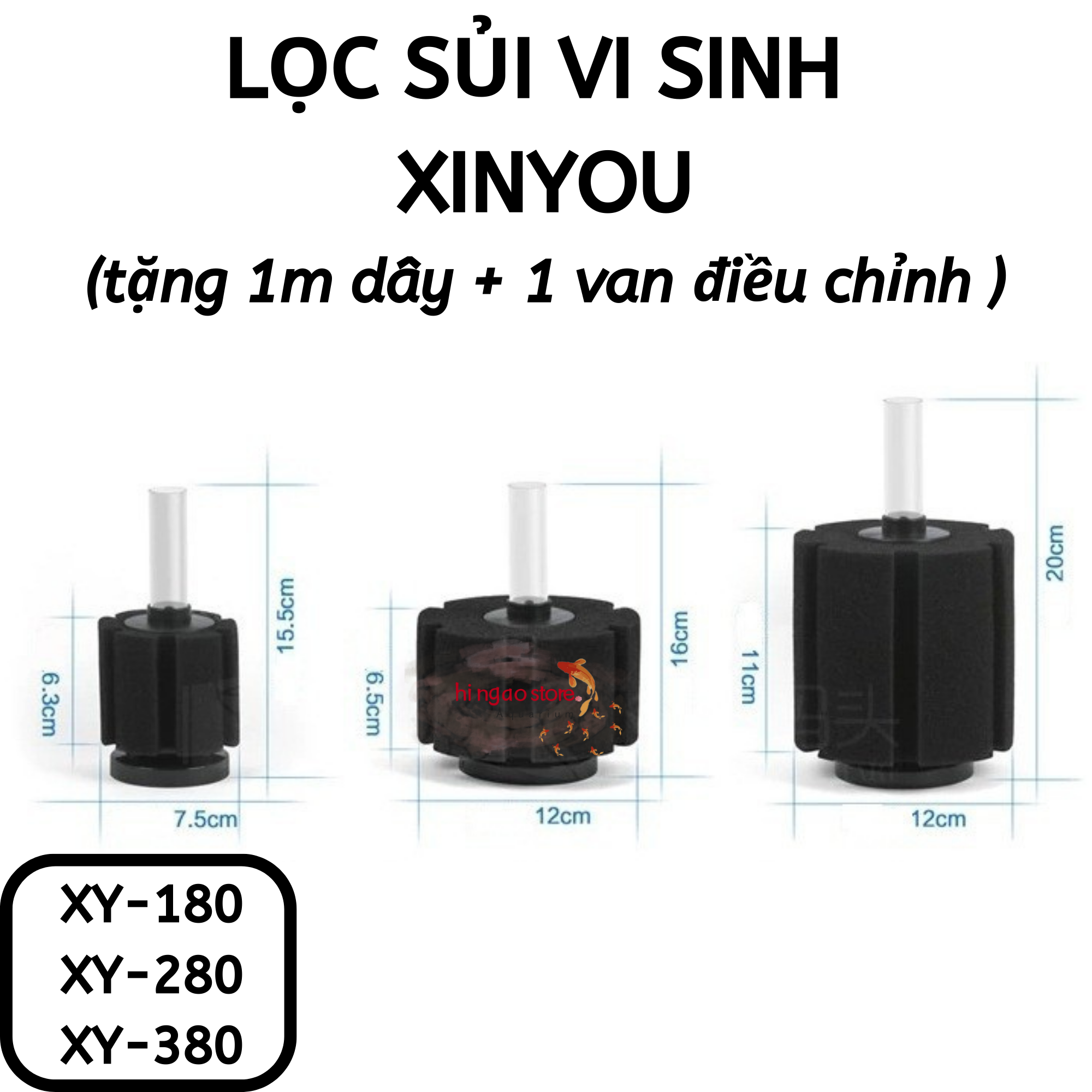 (Tặng 1m dây, 1 van tăng giảm) Lọc sủi vi sinh - Lọc vi sinh XinYou - Phụ kiện cá cảnh | Hingaostore.