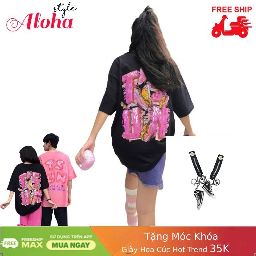 [TẶNG MÓC KHÓA GIÀY HOA CÚC 35K] ÁO THUN UNISEX TAY LỠ phom rộng nam nữ Hot Trend 2020- Chữ TSUN- Free size 40-70kg - ALOHA STYLE - Chất liệu vải cotton thấm hút tốt, thoải mái vận động