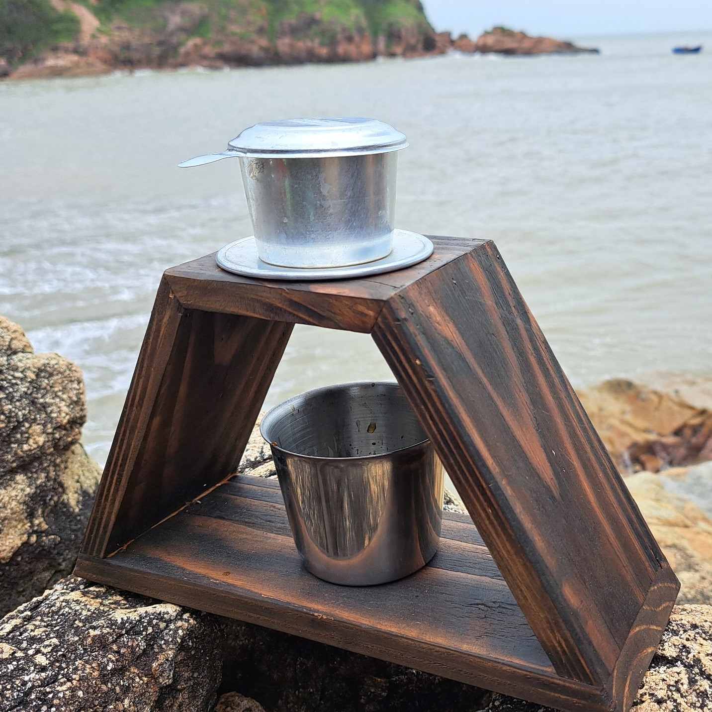 Kệ Gỗ Pha Cà Phê Phin và Máy Staresso Basic Cafe Camping Cắm Trại