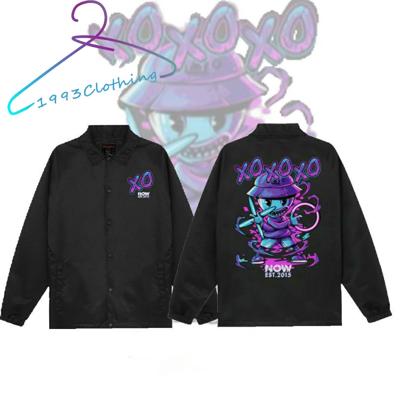 [HCM]ÁO KHOÁC KAKI NÚT BẤM/ ÁO JACKET ĐEN IN HÌNH XO TÍM 👚FREESHIP👚LOCAL BRAND,HÀNG VNXK 2 LỚP CHÓNG NẮNG,1993CLOTHING