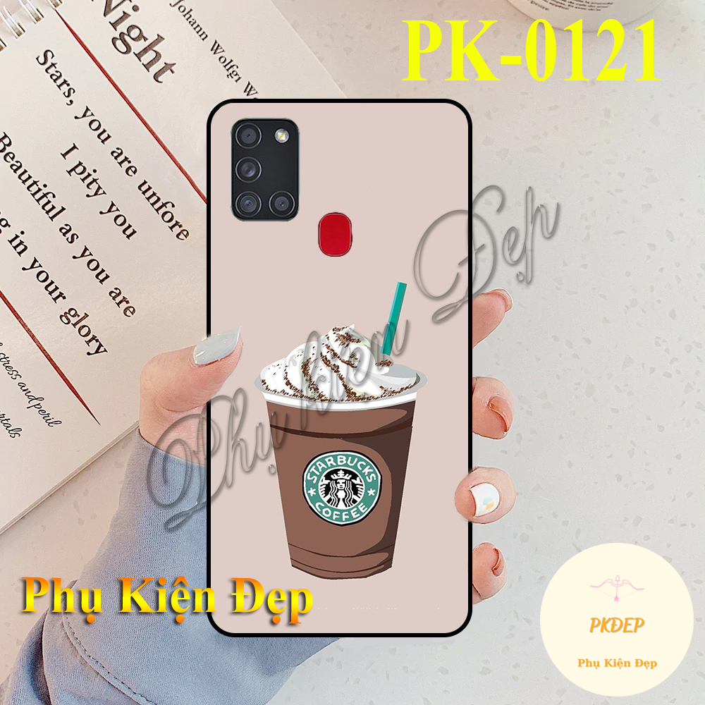 Ốp lưng samsung a21s - ốp dẻo đen in hình trà sữa