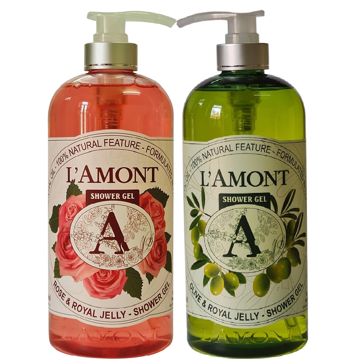 Combo sữa tắm rose 1000ml và sữa tắm olive 1000ml - thương hiệu l'amont en provence