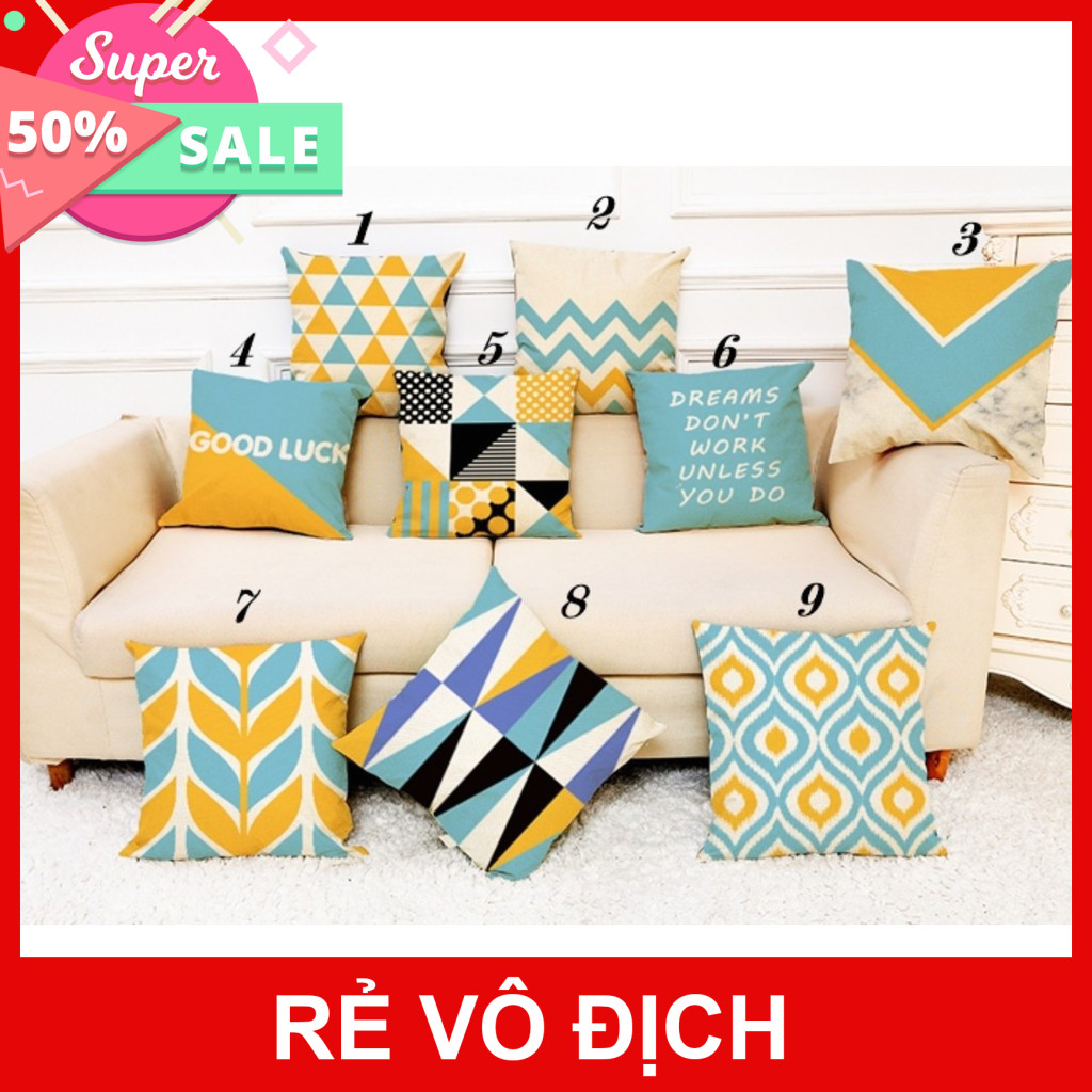 Vỏ Gối Vuông Tựa Vải Thô Gai (Giá Rẻ Xưởng May)