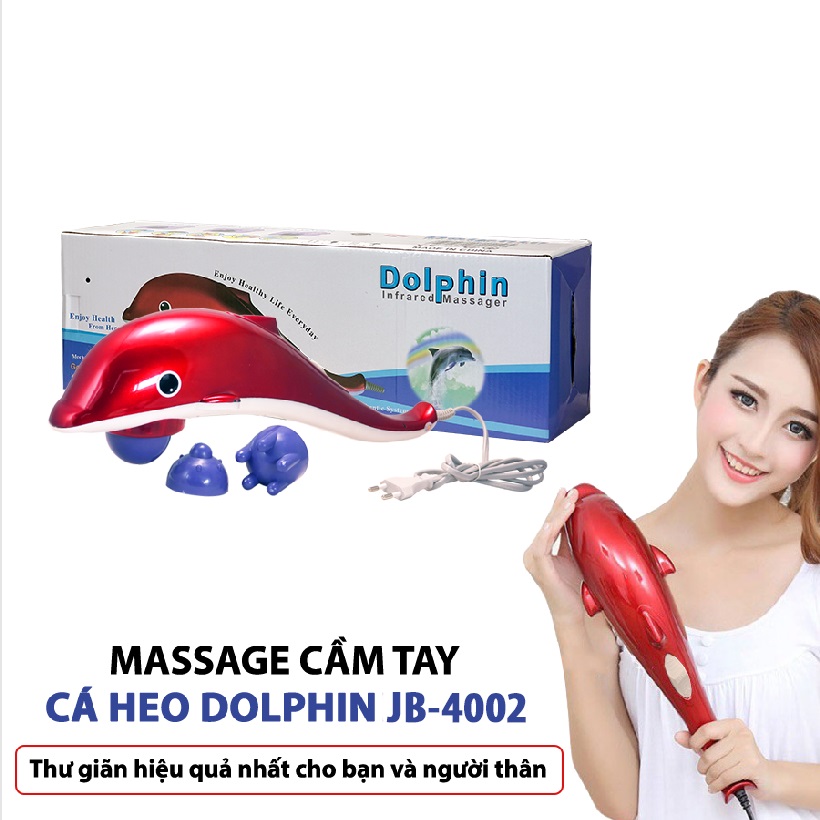Máy Massage Toàn Thân, Máy Massage Cầm Tay Cá Heo Dolphin Búa Rung Hồng