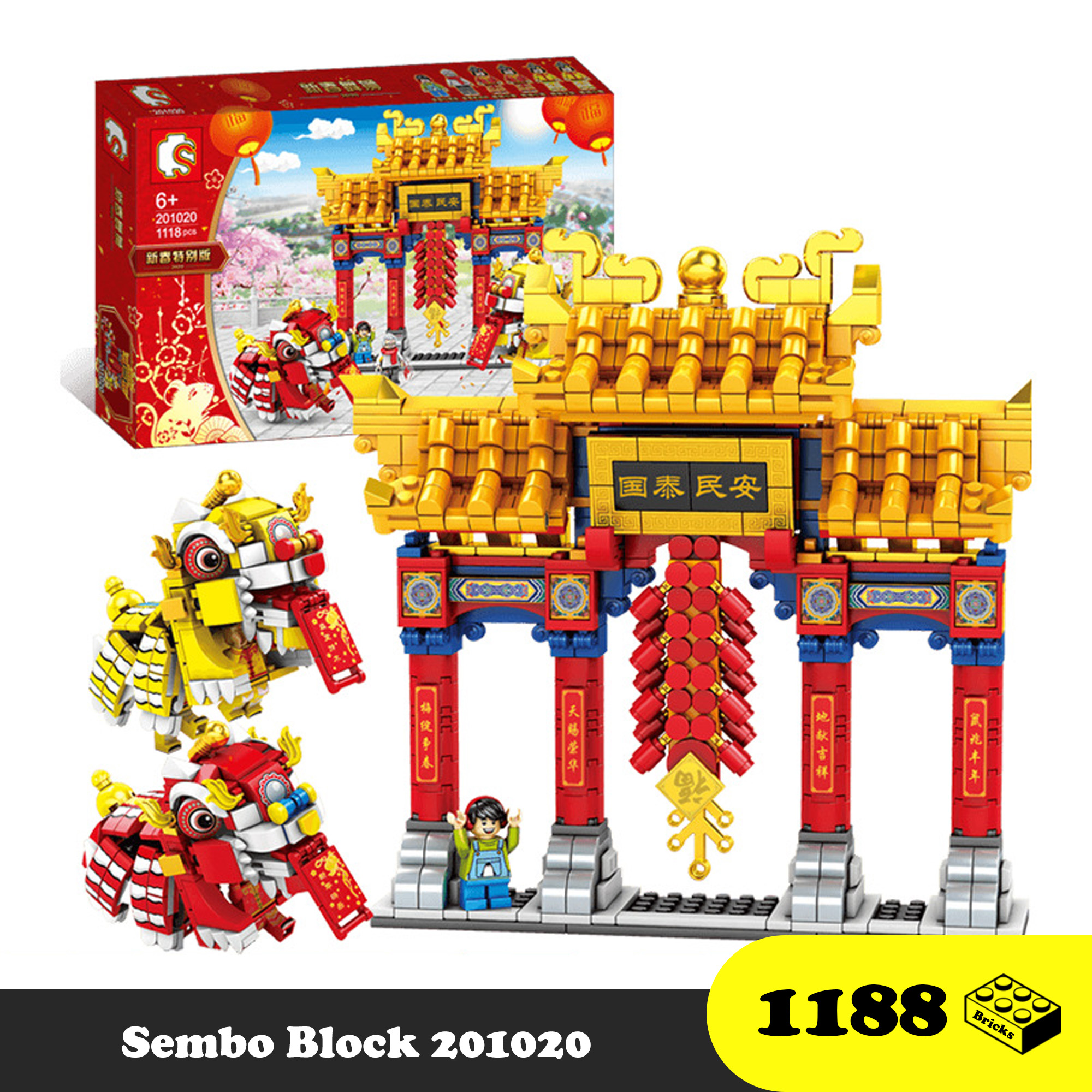 Đồ chơi lắp ráp mùa lễ hội - sembo block 201020 cổng chùa ngày tết - festival holiday