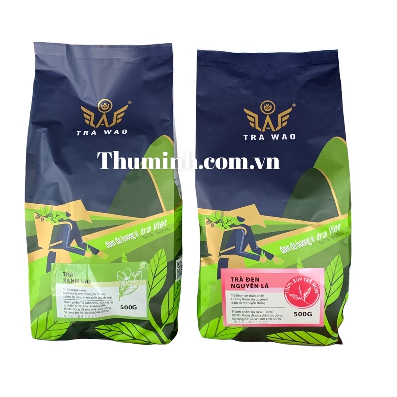 Trà xanh lài / trà đen nguyên lá wao bịch 500g