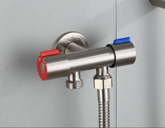 Van giảm áp, van chia nước không rỉ mas - inox 304 gắn tường đầu ra 21mm