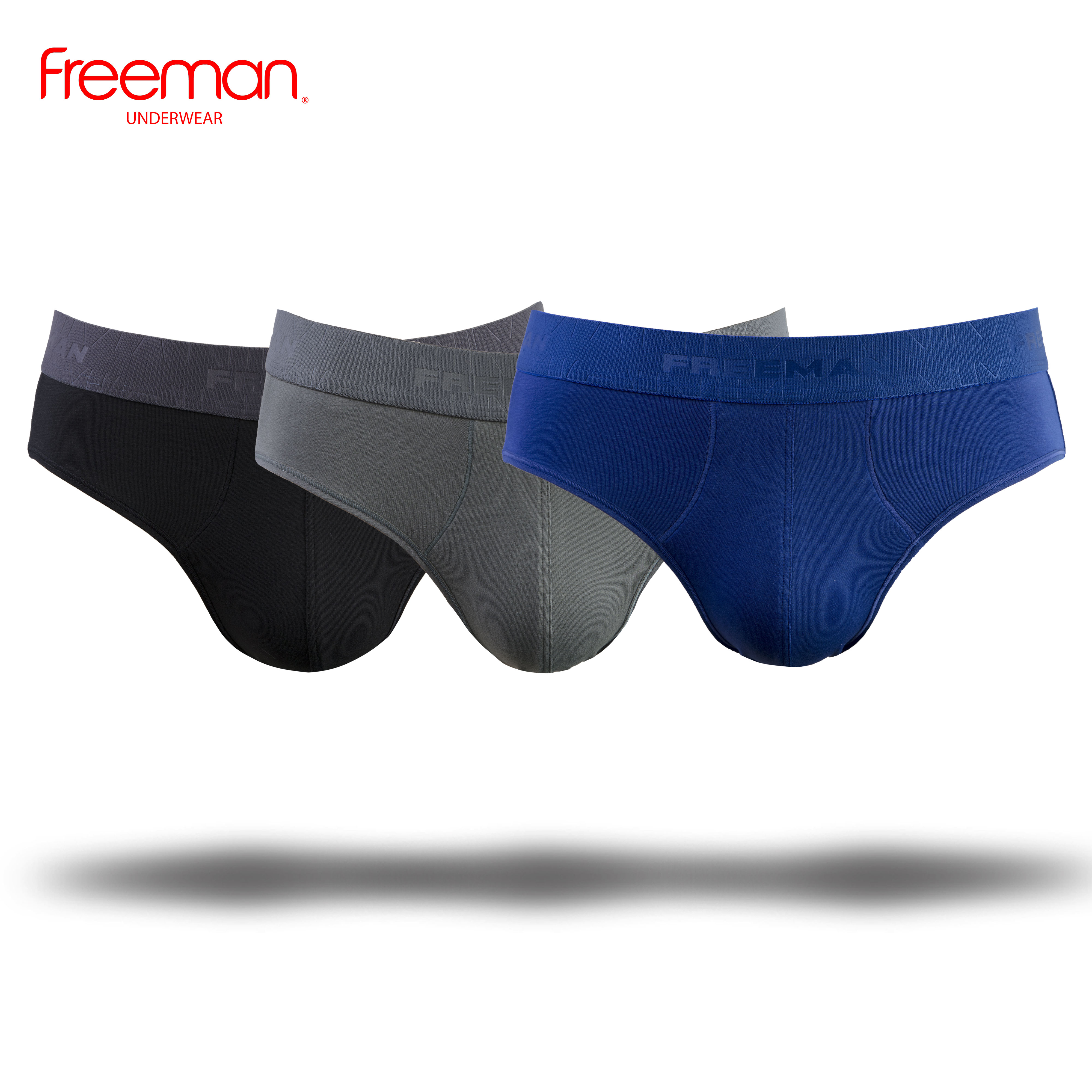Combo 3 Quần lót nam Freeman, chất liệu cotton thấm hút mồ hôi tốt, lưng thun bản lớn thời trang 6057