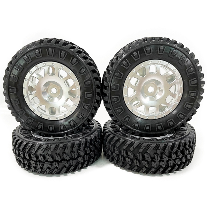 4PCS 1.0 Tires and Metal Beadlock Wheel Rims Set for 1 24 RC Crawler Car