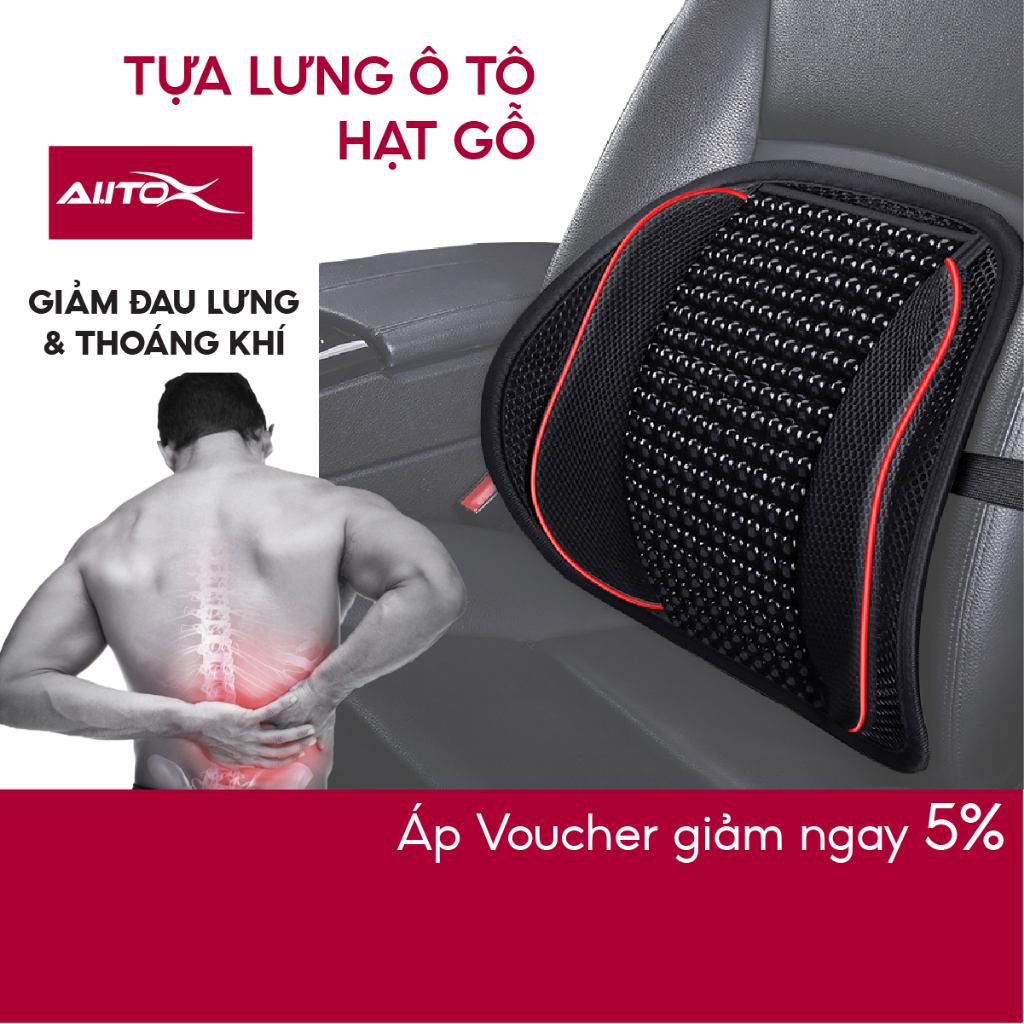 Tựa lưng ô tô hạt gỗ AutoX thoáng khí mát mẻ và êm lưng khung thép siêu bền