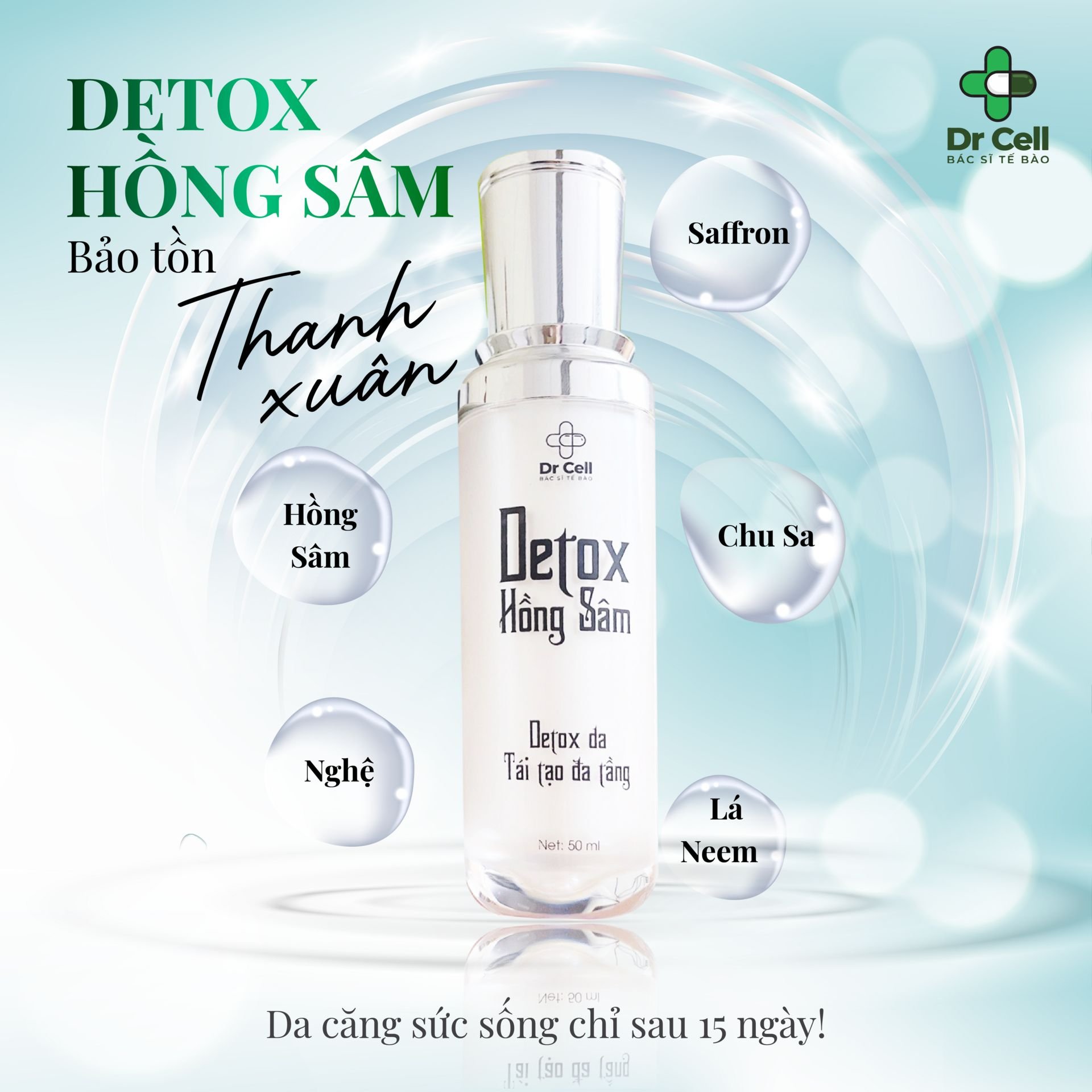 Detox hồng sâm tái tạo da, peel da xoá nám 50ml