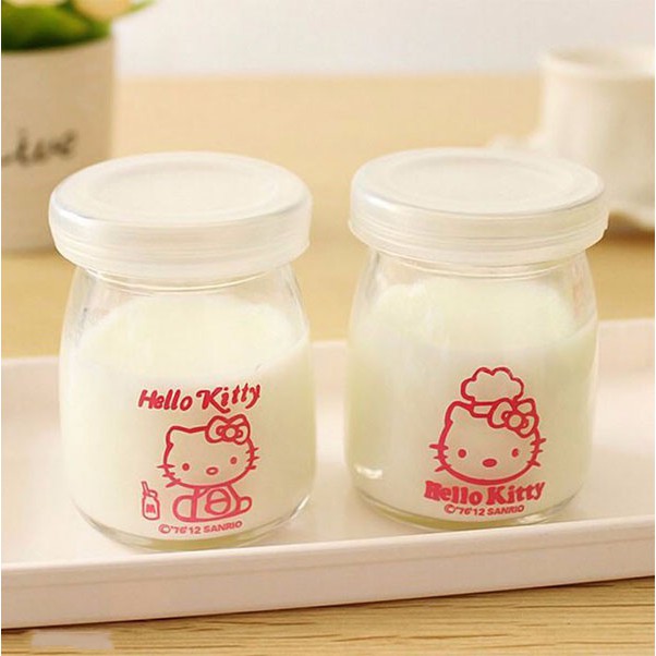 Hộp 12 hủ thủy tinh đựng sữa chua 100ml in hình ngộ nghĩnh
