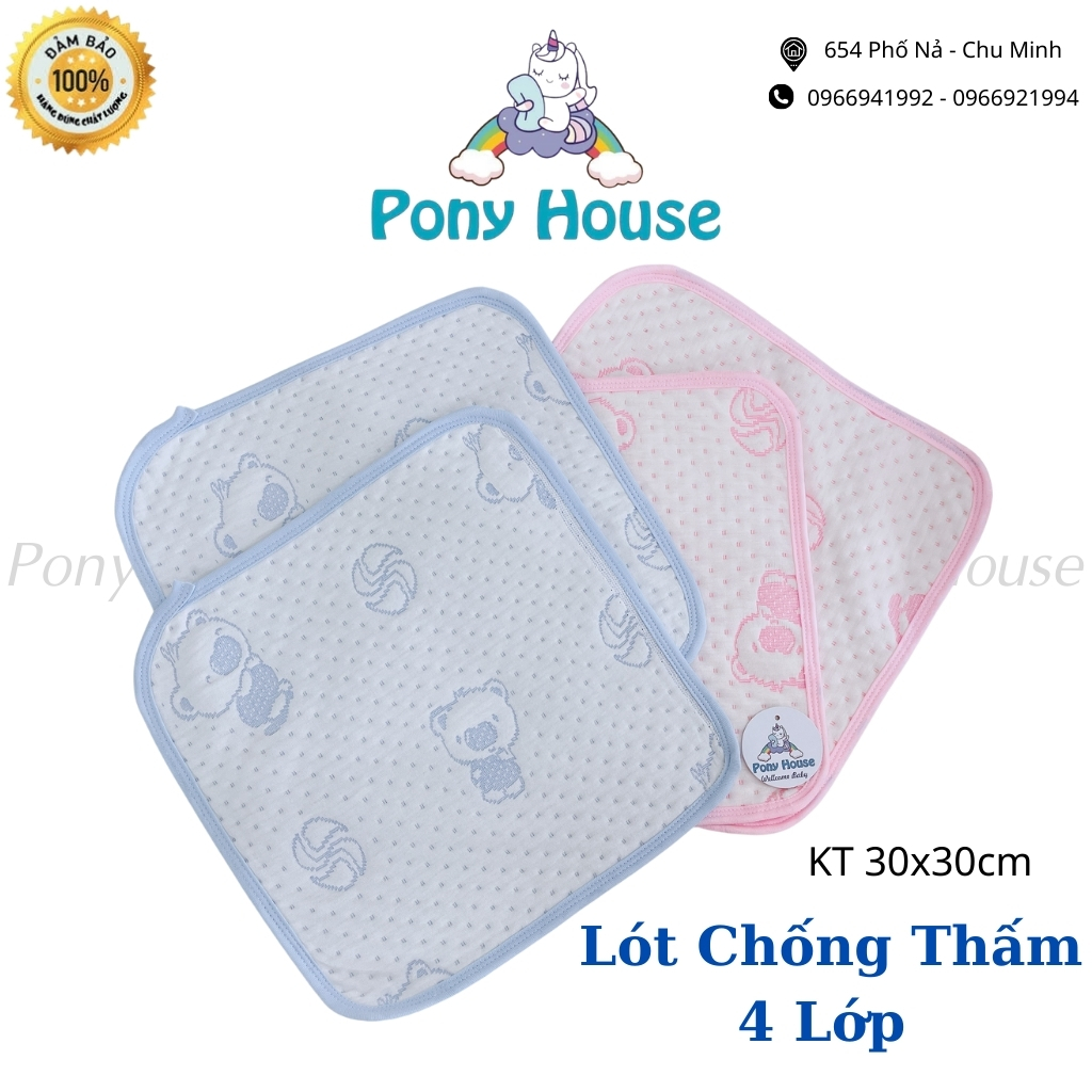 Miếng Lót Chống Thấm 4 Lớp - Miếng Lót Thay Tã, Bỉm Siêu Mềm, Mịn, Thoáng Cho Bé Sơ Sinh Giặt Máy Được Kt 30X30Cm