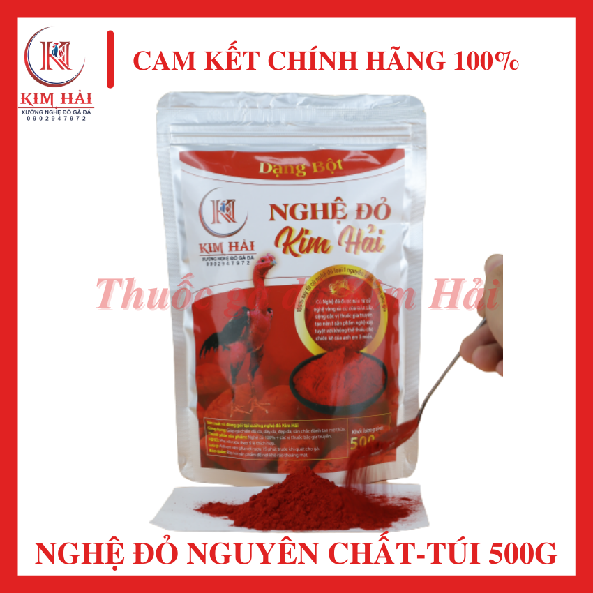 Tặng cọ quét siêu mềm-500g Nghệ đỏ vô gà -bột xay nguyên chất từ củ nghệ đỏ -sản xuất tại xưởng Kim Hải,sản phẩm uy tín được đăng kí nhãn hiệu,chất lượng tuyệt vời,