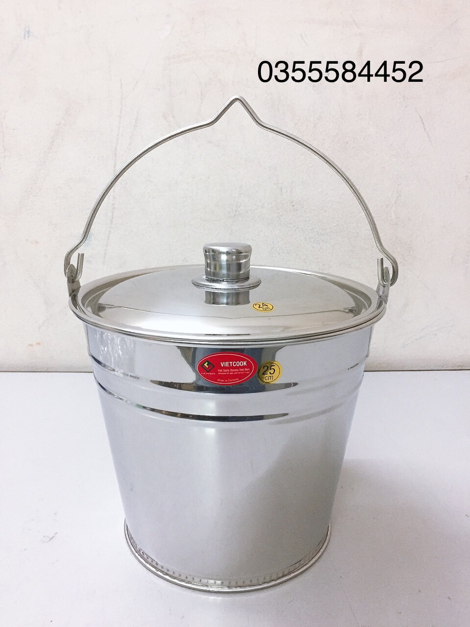 Xô Đá. Xô Nước inox Có Nắp Việtcook Sezi( 3, 5, 8, 12, 17, 20L)