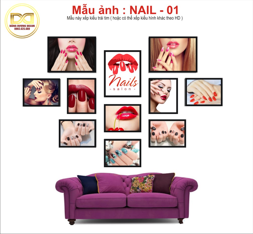 Tranh nail - spa trang trí shop, Bộ gồm 11 tranh
