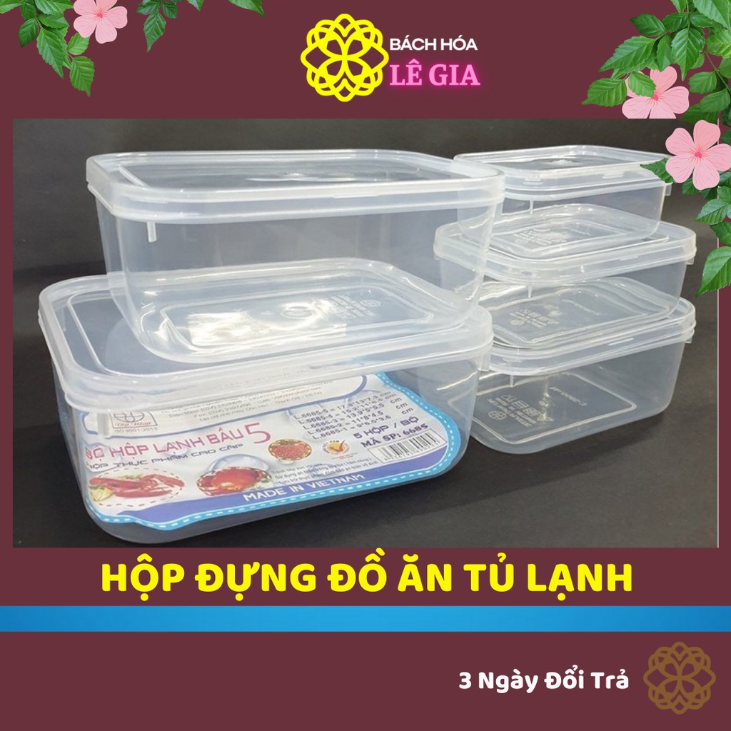 Hộp đựng đồ ăn dặm cho bé nhựa Việt Nhật 6685 nhựa trong suốt có nắp kín, Hộp Đựng Đồ Ăn Tủ Lạnh Nhựa nguyên sinh không tái chế - 1001đ cho bé
