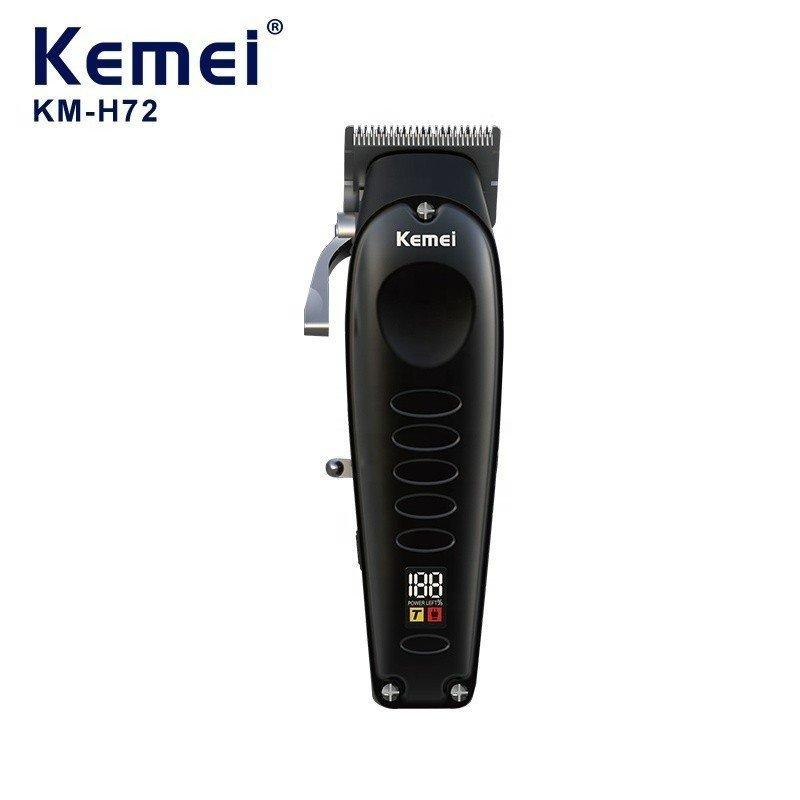 Tông đơ cắt tóc Kemei H72 thế hệ mới lưỡi phủ cacbon sắc bén và giữ độ bén lâu.