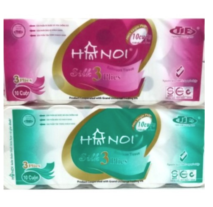 Bịch giấy vệ sinh hà nội xanh không lõi 10 cuộn 3 lớp * 32m