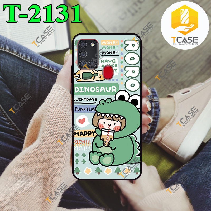 Ốp lưng samsung galaxy a21s in hình khủng long xanh cute phần c